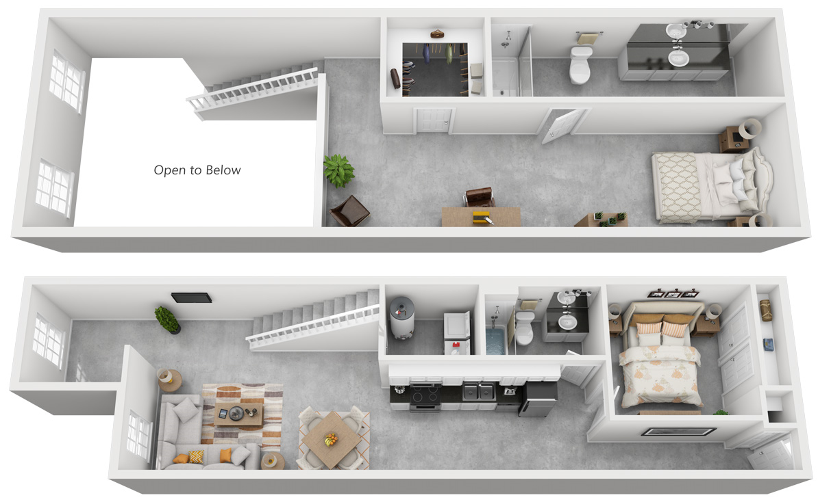 Floor plan for 2 beds, 2 baths, 1382 sqft